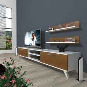 Eko 4 Mdf Dvd Retro Tv Ünitesi Tv Sehpası Beyaz Ceviz