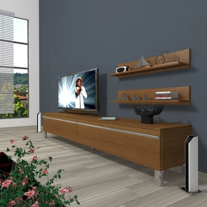 Eko 4 Mdf Std Krom Ayaklı Tv Ünitesi Tv Sehpası Naturel Ceviz