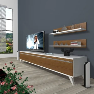 Eko 4 Mdf Std Retro Tv Ünitesi Tv Sehpası Beyaz Ceviz