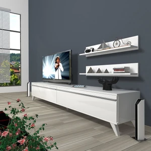 Eko 4 Mdf Std Retro Tv Ünitesi Tv Sehpası Parlak Beyaz