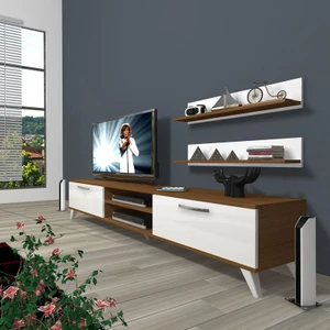 Eko 4 Slm Dvd Retro Tv Ünitesi Tv Sehpası Ceviz Beyaz