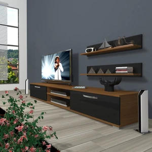 Eko 4 Slm Dvd Tv Ünitesi Tv Sehpası Ceviz Siyah