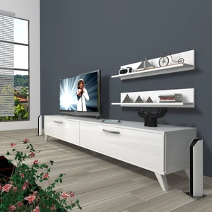 Eko 4 Slm Std Retro Tv Ünitesi Tv Sehpası Parlak Beyaz