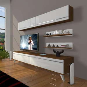 Eko 5 Mdf Std Retro Tv Ünitesi Tv Sehpası Ceviz Beyaz