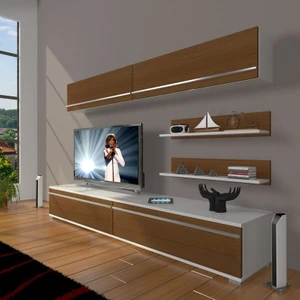 Eko 5 Mdf Std Tv Ünitesi Tv Sehpası Beyaz Ceviz