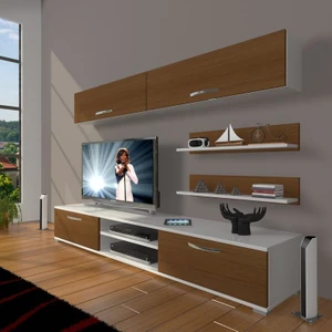 Eko 5 Slm Dvd Tv Ünitesi Tv Sehpası Beyaz Ceviz