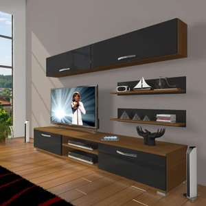 Eko 5 Slm Dvd Tv Ünitesi Tv Sehpası Ceviz Siyah