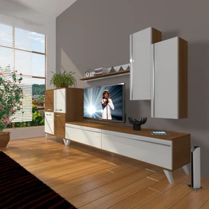 Eko 6 Mdf Std Retro Tv Ünitesi Tv Sehpası Ceviz Beyaz