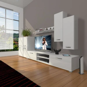 Eko 6 Slm Dvd Tv Ünitesi Tv Sehpası Parlak Beyaz