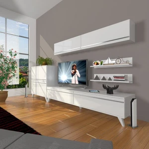 Eko 6Y Mdf Std Retro Tv Ünitesi Tv Sehpası Parlak Beyaz