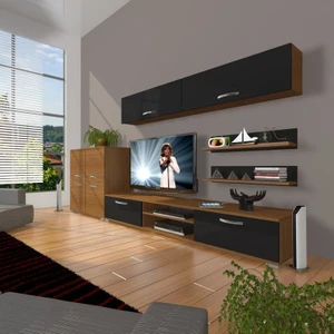 Eko 6Y Slm Dvd Tv Ünitesi Tv Sehpası Ceviz Siyah