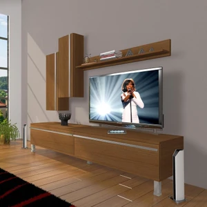 Eko 7 Mdf Std Krom Ayaklı Tv Ünitesi Tv Sehpası Naturel Ceviz