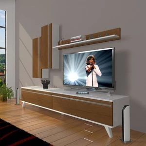 Eko 7 Mdf Std Retro Tv Ünitesi Tv Sehpası Beyaz Ceviz