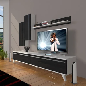 Eko 7 Mdf Std Retro Tv Ünitesi Tv Sehpası Beyaz Siyah