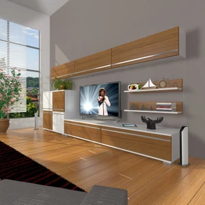 Eko 8 Mdf Std Tv Ünitesi Tv Sehpası Beyaz Ceviz