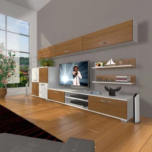 Eko 8 Slm Dvd Tv Ünitesi Tv Sehpası Beyaz Ceviz
