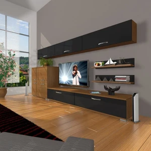 Eko 8 Slm Std Tv Ünitesi Tv Sehpası Ceviz Siyah
