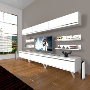 Eko 8Y Mdf Retro Tv Ünitesi Tv Sehpası Parlak Beyaz