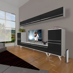 Eko 9 Mdf Std Retro Tv Ünitesi Tv Sehpası Beyaz Siyah