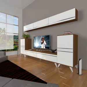 Eko 9 Mdf Std Retro Tv Ünitesi Tv Sehpası Ceviz Beyaz