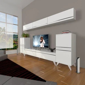 Eko 9 Mdf Std Retro Tv Ünitesi Tv Sehpası Parlak Beyaz