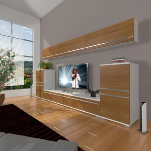 Eko 9 Mdf Std Tv Ünitesi Tv Sehpası Beyaz Ceviz