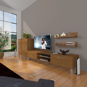 Eko On Slm Dvd Krom Ayaklı Tv Ünitesi Tv Sehpası Naturel Ceviz