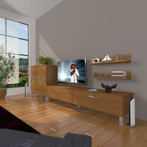 Eko On Slm Std Krom Ayaklı Tv Ünitesi Tv Sehpası Naturel Ceviz