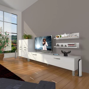 Eko On Slm Std Krom Ayaklı Tv Ünitesi Tv Sehpası Parlak Beyaz