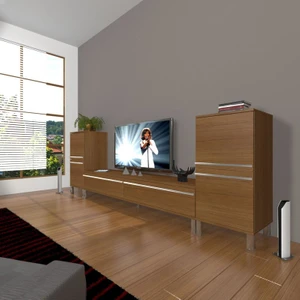 Eko On2 Mdf Std Krom Ayaklı Tv Ünitesi Tv Sehpası Naturel Ceviz
