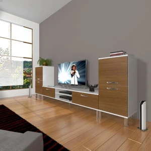 Eko On2 Slm Dvd Krom Ayaklı Tv Ünitesi Tv Sehpası Beyaz Ceviz