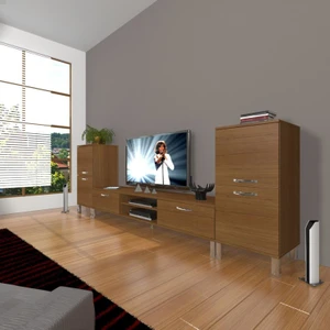 Eko On2 Slm Dvd Krom Ayaklı Tv Ünitesi Tv Sehpası Naturel Ceviz