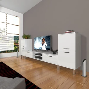 Eko On2 Slm Dvd Krom Ayaklı Tv Ünitesi Tv Sehpası Parlak Beyaz