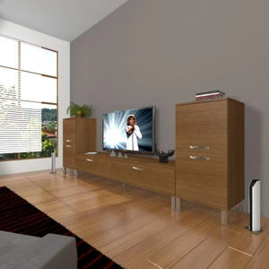Eko On2 Slm Std Krom Ayaklı Tv Ünitesi Tv Sehpası Naturel Ceviz