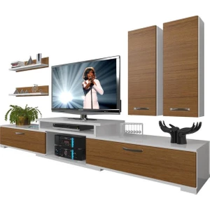 Flex 5D MDF Tv Ünitesi Tv Sehpası Beyaz Ceviz