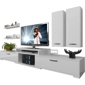 Flex 5D MDF Tv Ünitesi Tv Sehpası Parlak Beyaz