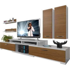 Flex 5D130 SLM Tv Ünitesi Tv Sehpası Beyaz Ceviz