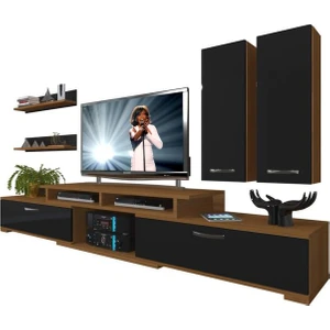 Flex 5D130 SLM Tv Ünitesi Tv Sehpası Ceviz Siyah