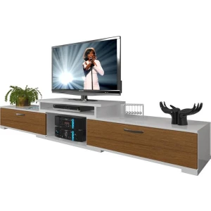 Flex MDF Tv Ünitesi Tv Sehpası Beyaz Ceviz