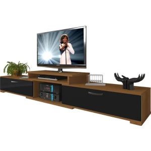 Flex MDF Tv Ünitesi Tv Sehpası Ceviz Siyah