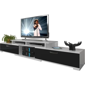 Flex130 MDF Tv Ünitesi Tv Sehpası Beyaz Siyah