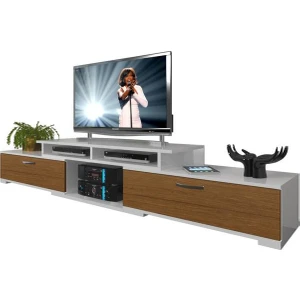 Flex130 SLM Tv Ünitesi Tv Sehpası Beyaz Ceviz