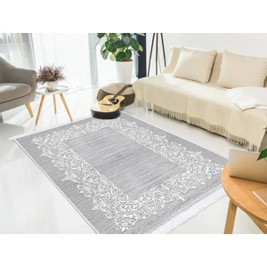İnci Dijital Saçaklı Yıkanabilir Kaymaz Taban Halı 1811 Gri 80 x 120