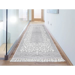 İnci Dijital Saçaklı Yıkanabilir Kaymaz Taban Halı 1811 Gri 80 x 200