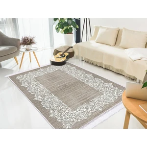 İnci Dijital Saçaklı Yıkanabilir Kaymaz Taban Halı 1811 Kahve 120 x 180