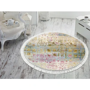 İnci Dijital Saçaklı Yıkanabilir Kaymaz Taban Halı Yuvarlak 1895 160 x 160