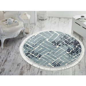 İnci Dijital Saçaklı Yıkanabilir Kaymaz Taban Halı Yuvarlak 1904 160 x 160