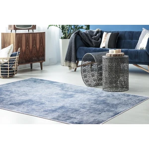 İpek Saçaksız Yıkanabilir Kaymaz Taban Halı 2092 Koyu Mavi 80X120