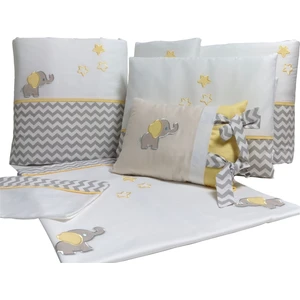 Pudradecor Elefante Bebek Uyku Seti / Filli Sarı Gri Zigzaglı