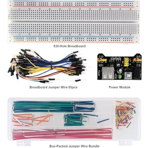 830 Tie-Points Breadboard + Breadboard Güç Modülü + Breadboard Tel 65 + 140 Jumper Tel Paketi